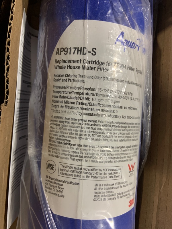 Photo 3 of 3M Aqua-Pure  Whole House Sanitary Quick Change Replacement Water Filter AP917HD-S, For Aqua-Pure System AP904,