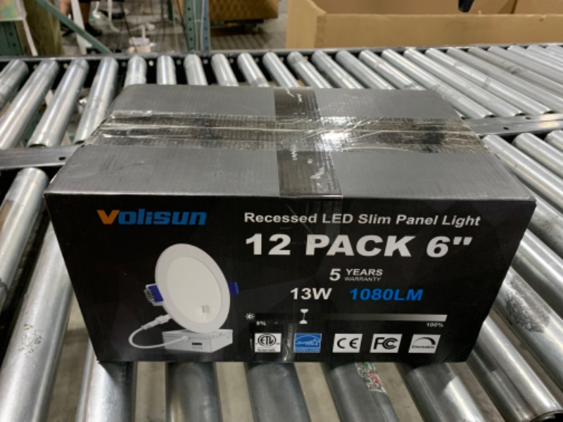 Photo 1 of VOLISUN 12 Pack 6 inch Recessed Lighting, 5CCT LED Recessed Light with Junction Box, 2700K-5000K Selectable, 13W Eqv 120W, 1080LM Dimmable Canless Wafer Downlight, LED Ceiling Light ETL Certificated