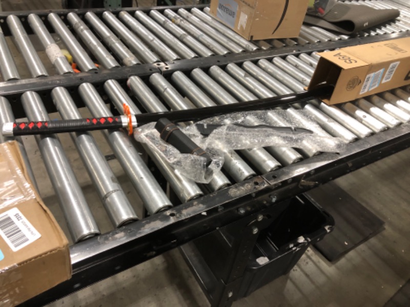 Photo 1 of WARRIOR2 Demon Slayer Tanjiro Sword Fire Final Form 41" with Belt & Stand, Tanjiro Sword, Wooden Katana for Halloween Prop Costume Anime Cosplay