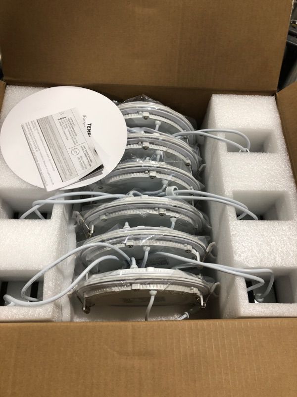 Photo 1 of LMP 12 Pack 6 Inch 5CCT Ultra-Thin LED Recessed Ceiling Light with Junction Box, Selectable 2700K/3000K/3500K/4000K/5000K, 12W, 1000LM Brightness, CRI90+, Dimmable Canless Lights Downlight