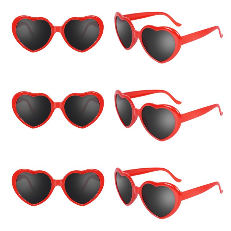 Photo 1 of setigblom 6 Pack Red Heart Shaped Glasses 