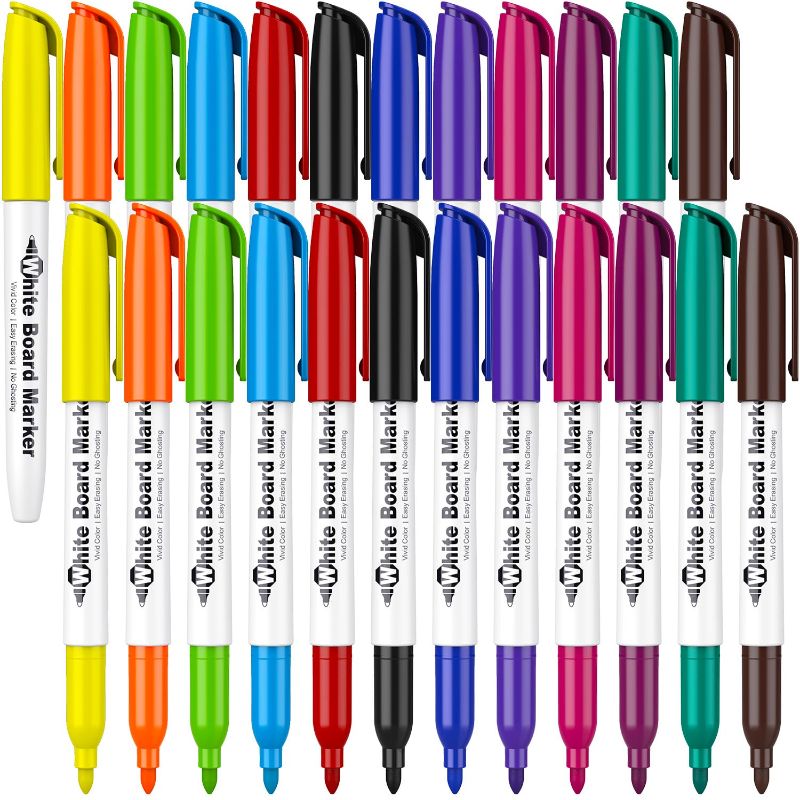 Photo 1 of SFAIH Dry Erase Markers Fine Tip - Whiteboard Markers 24 Pack 12 Assorted Color