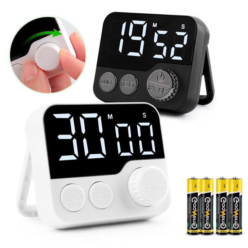 2-Pack Digital Kitchen Timers, Visual Timers Large LED Display Magnetic ...