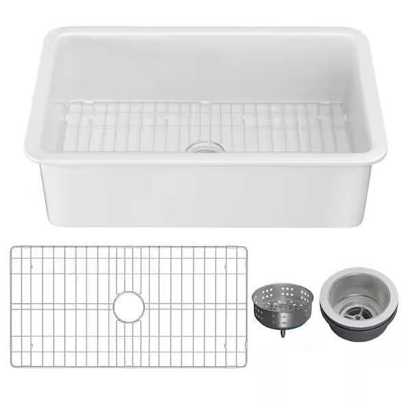 Photo 1 of Kitchen Sink 32 in. Drop-In/Undermount Single Bowl White