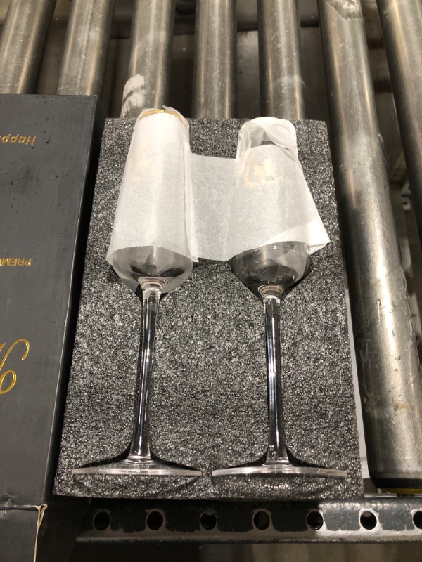 Photo 2 of Mr and Mrs Wedding Champagne Flutes with Long Stem,Bride and Groom Toasting Glass Set of 2