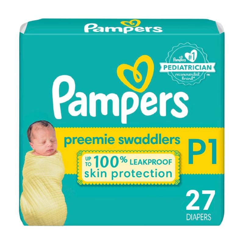 Photo 1 of Pampers Swaddlers Active Baby Diapers Jumbo Pack - Size Preemie - 27ct