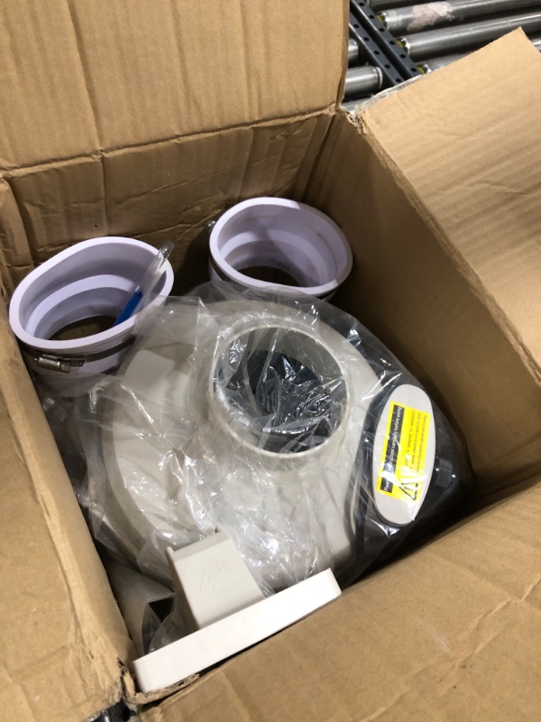 Photo 2 of MIDCVFRUN 4 inch Radon Fan Installation Kit -Inline Centrifugal Fan with Rubber Couplers (4 inch x 3 inch) and Air Pressure Indicator