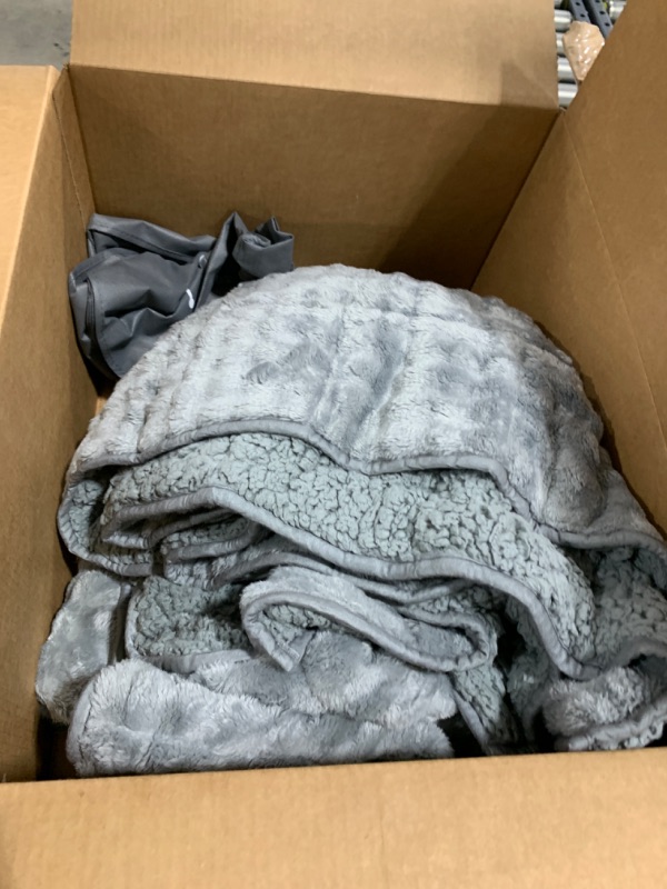 Photo 1 of Bubble Fleece Weighted Blanket 17lbs for Queen Ded - Ultra Soft, Cozy Comfort Sherpa Faux Fur Heavy Bed Blankets with Cemaric Beads, 60x80 Inches, Grey