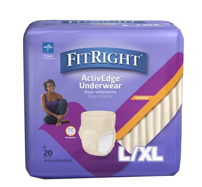 Photo 1 of Medline FitRight Ultra Protective Incontinence Underwear for Women, Heavy Absorbency, Large/XL, 40 to 56", 20 Count