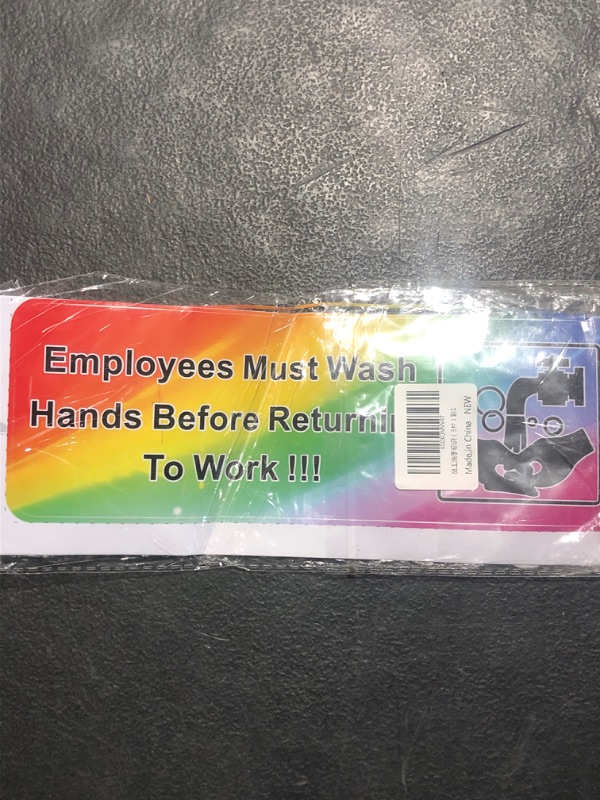 Photo 2 of Employees Must Wash Hands Before Returning to Work Sign (Pack of 3), Easy to Mount Vinyl Decal Stickers Self Adhesive Waterproof, Great for Business and Restaurants, 9" x 3", Black and White