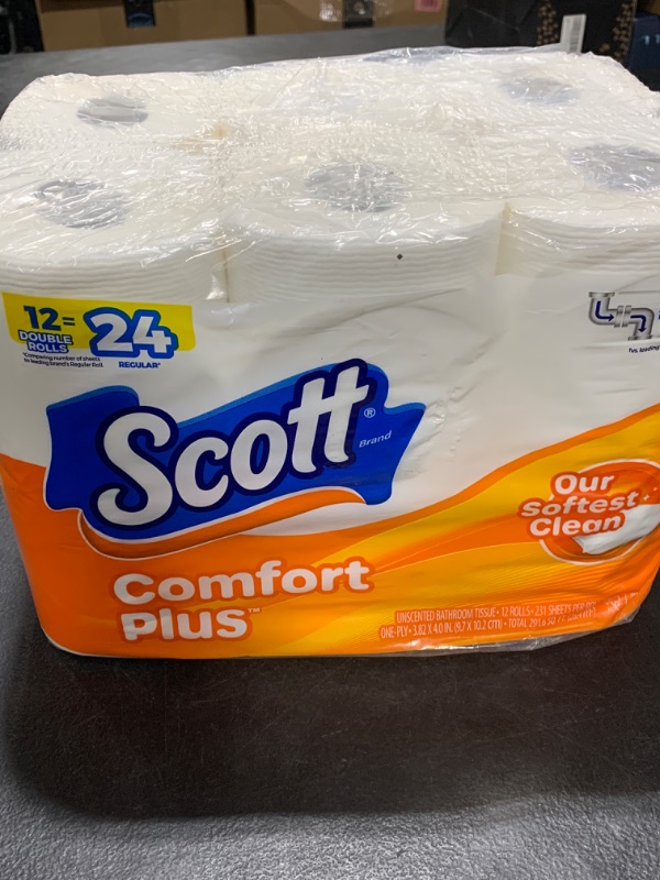 Photo 2 of Scott ComfortPlus Toilet Paper, 12 Double Rolls, 231 Sheets per Roll, Septic-Safe, 1-Ply Toilet Tissue Double Roll 231 sheet (Pack of 12)