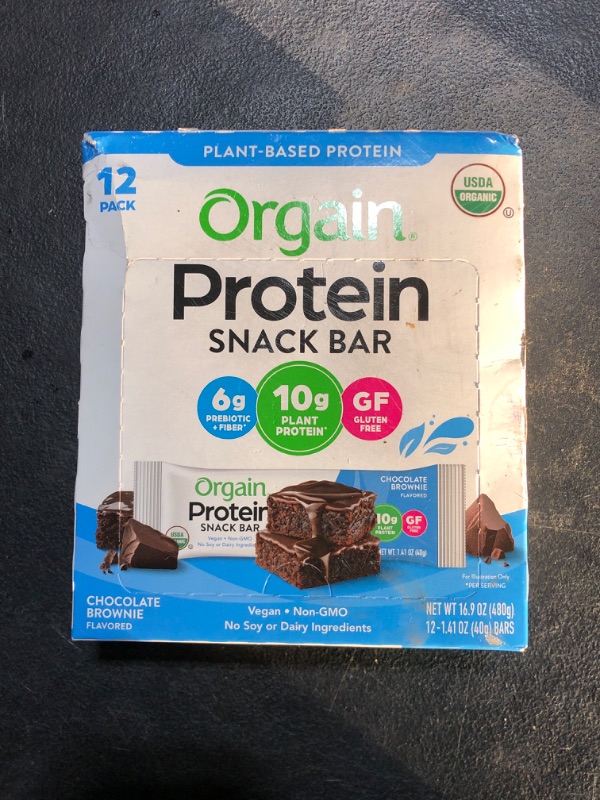 Photo 2 of Orgain Organic Vegan Protein Bars, Chocolate Brownie - 10g Plant Based Protein, Low Calorie Healthy Snacks, No Lactose or Soy Ingredients, Gluten Free, Non-GMO - 1.41 Oz (Pack of 12)