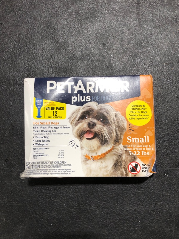 Photo 2 of PetArmor Plus Flea and Tick Prevention for Dogs, Dog Flea and Tick Treatment, 12 Doses, Waterproof Topical, Fast Acting, Small Dogs (5-22 lbs)