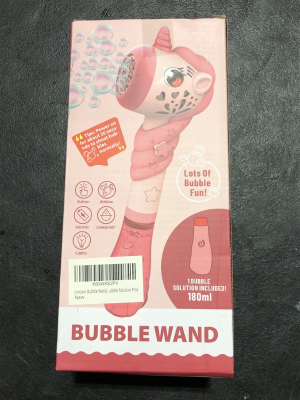 Photo 2 of Unicorn Bubble Wand for Kids, Princess Toy Bubble Machine Blower Maker Outdoor Mower Toys with Light, Party Birthday Gifts for 3 4 5 6+ Years Old Toddlers Little Girls Include Bubble Solution Pink