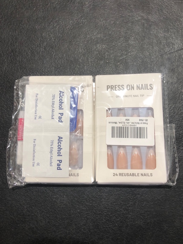 Photo 2 of Press on Nails,french tip press on nails medium,Supremely Fit & Natural Reusable Stick On Nails in 12 Sizes - 30 Fake Nails Kit,Includes 48 Nails,2 glittery nail art stickers, 2g glue, 1 Manicure