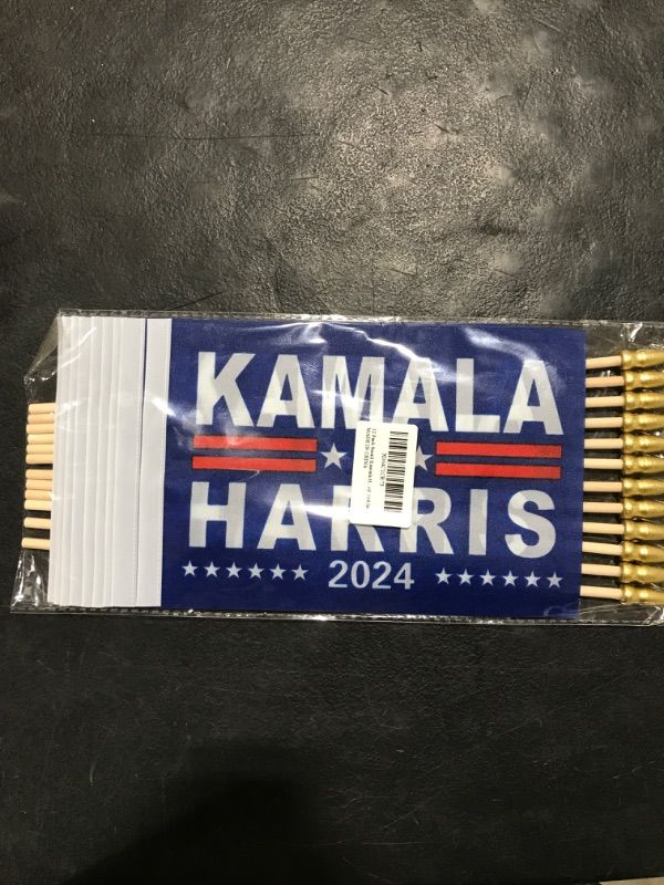 Photo 2 of 12 Pack Small Kamala Harris 2024 Flag Handheld Mini Harris Stick Flags for Election Day Garden Lawn Yard Home Decor 5x8 Inch