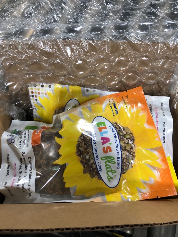 Photo 2 of ELLA’S FLATS® Variety All Seed Savory Crisps – All Natural, Gluten Free, Good Source of Protein, High Fiber, Vegan and Keto Friendly (Variety 5 Pack One of each 4.8 Oz Pouch SESAME, HEMP, CARAWAY, CUMIN & EVERYTHING )
EXP 03/13/25