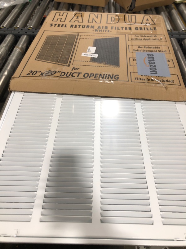 Photo 2 of Fits 20x20 Duct Opening | Steel Return Air Filter Grille by Handua [Removable Door] for 1-inch Filters | Vent Cover Grill | White | HVAC Cold Air Intake Grille | Outer Dimensions: 22 5/8"W X 22 5/8"H