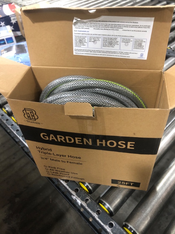 Photo 2 of Flexible Garden Hose 25 FT - Heavy Duty Non-Expandable 25FT Outdoor Water Hose Pipe, 1/2" x 25Feet, 3/4" Solid Swivel Fittings, 25 Feet, Kink and Leak Proof