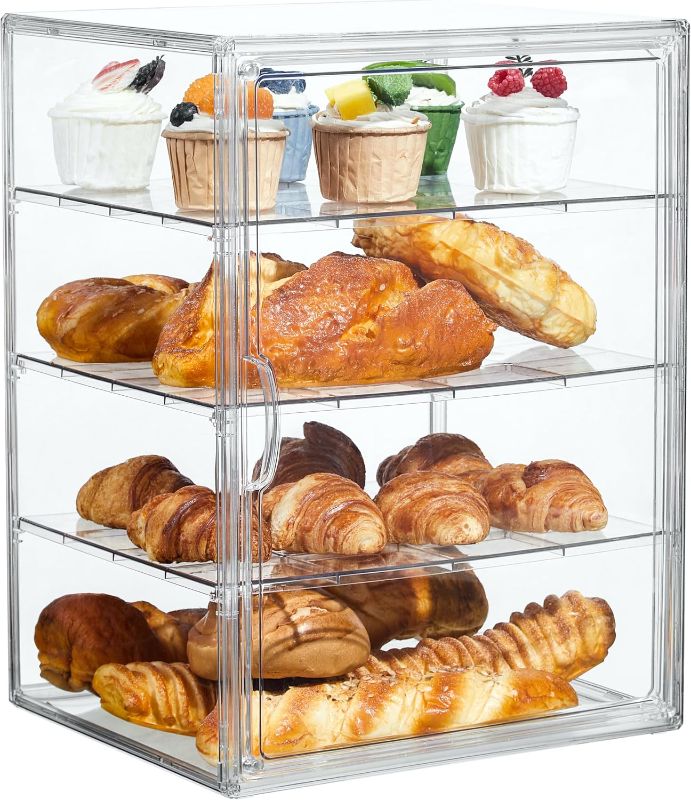 Photo 1 of Pastry Display Case,Bread Box for Kitchen Countertop,4 Layers Adjustable Clear Bread Storage with Magnetic Door Bakery Pastry Display15.5x11.4x9.8inch