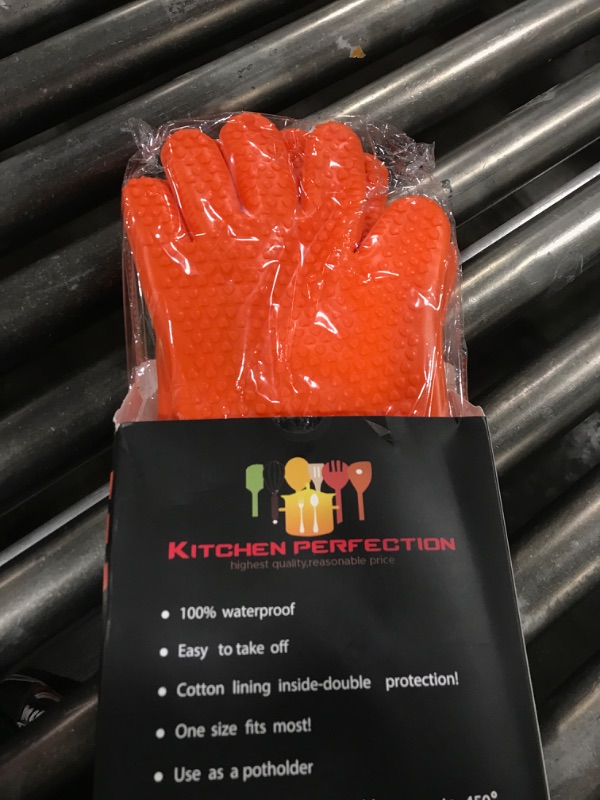 Photo 2 of KITCHEN PERFECTION Silicone Smoker Oven Gloves -Extreme Heat Resistant BBQ Gloves-Handle Hot Food Right on Your Grill Fryer and Pit Waterproof Grilling Cooking Baking Mitts Superior Value Set +3 Bonuses