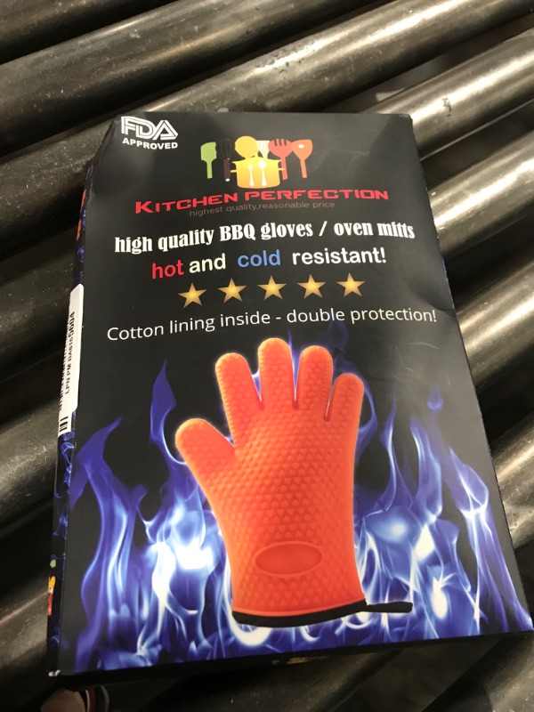 Photo 3 of KITCHEN PERFECTION Silicone Smoker Oven Gloves -Extreme Heat Resistant BBQ Gloves-Handle Hot Food Right on Your Grill Fryer and Pit Waterproof Grilling Cooking Baking Mitts Superior Value Set +3 Bonuses