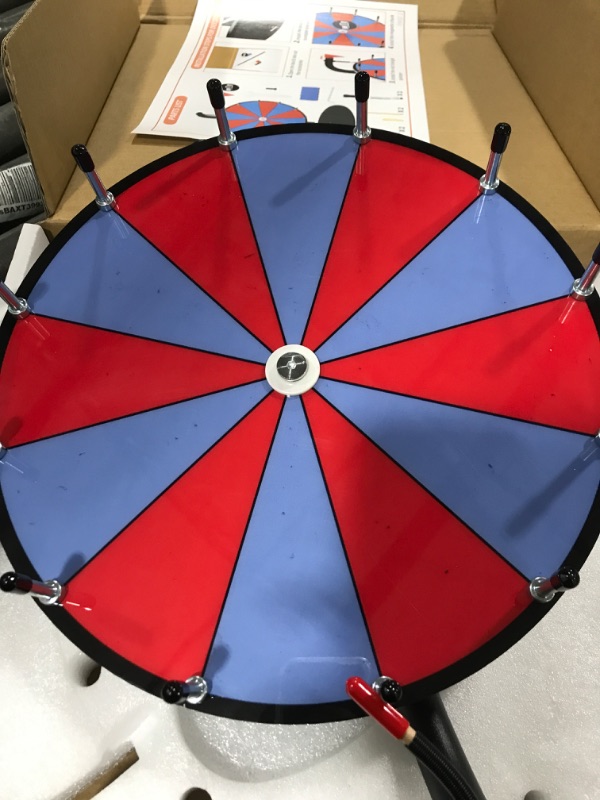 Photo 2 of KOOV Prize Wheel, 12" Spinning Wheel for Prizes, 12 Slots Color Spinner Wheel, Heavy Duty Spin Wheels with Dry Erase Markers & Eraser, Roulette Wheel for Carnival Games Tradeshow, Updated