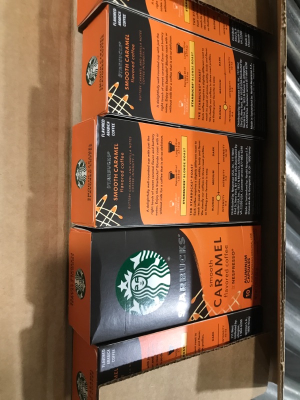 Photo 2 of Starbucks Caramel Flavored Coffee Capsules Compatible with Nespresso Original Line System (50 Count) Smooth Caramel 10 Count (Pack of 5)