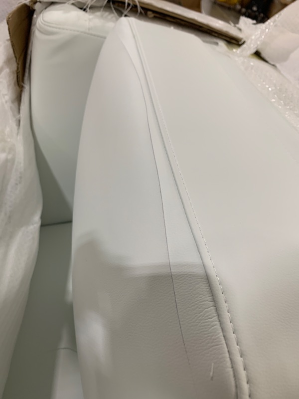 Photo 4 of MINOR SCRATCHES, PLEASE SEE PHOTOS. TRUCK WILL BE NEEDED FOR PICKUP  - Blackjack Furniture Soren 2 Piece Leather Upholstered Adjustable Headrests, Solid Brazilian Wood Frame and High Density Foam Cushioning, Loveseat, White