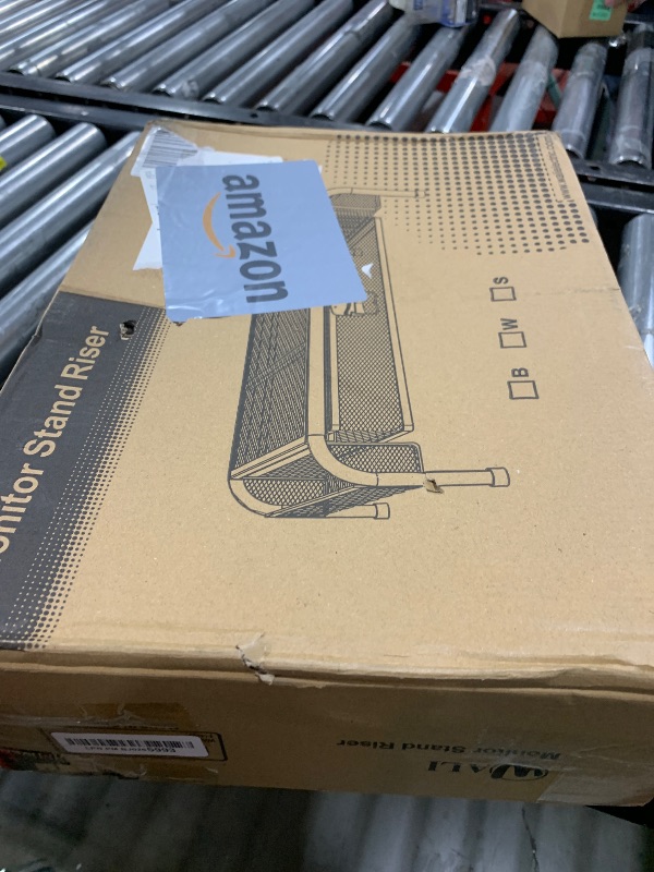 Photo 1 of WALI Ventilation Monitor Riser, Metal Mesh Computer Monitor Stand Riser, Desktop Stand with Drawer Organizer and Side Pockets for Computer, Laptop,Printer Stand for Desk(STT005-B), Black