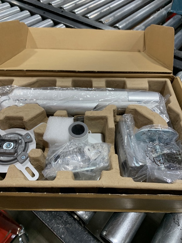 Photo 1 of WALI Single White Monitor Mount Arm Stand, Fully Adjustable, Mechanical Spring Tension Indicator, Bracket with Clamp, Display Up to 32 inch, 22lbs Weight Capacity (MATI001-W), White