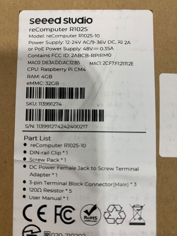Photo 1 of Raspberry Pi Gateway-reComputer R1000, Raspberry Pi IoT Controller, Edge IoT Controller, CM4-Powered, AI Capable, 4GB RAM, 32GB eMMC