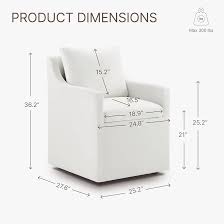 Photo 1 of KISLOT Upholstered Dining Chair with Casters Armchair Cover Replacement Side Deskchair with Rollers for Diningroom Living Room,Cream,2 PCS