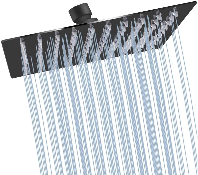 Photo 1 of 6'' Square High Pressure Rain Black Shower Heads with Handheld Spray Combo. Equipped with 78" Leakproof Hose