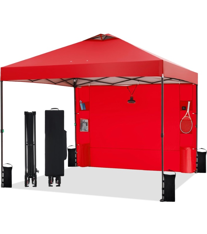 Photo 1 of 10'x10' Pop Up Canopy Tent with Sidewall and Pockets, Patented One Push, 1-Person Easy Setup