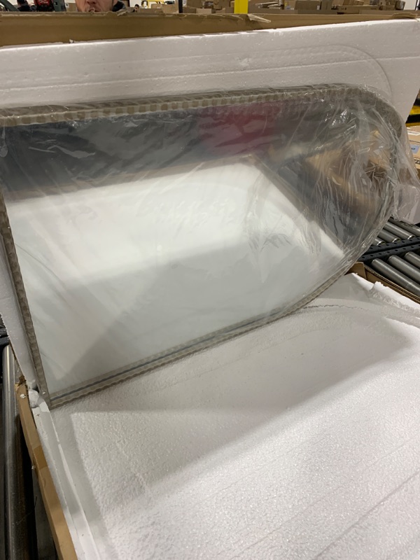 Photo 1 of Fobule 24"x36" Antique Silver Arch Mirror - Retro Distressed Geared Metal Frame Farmhouse Wall Mirror 