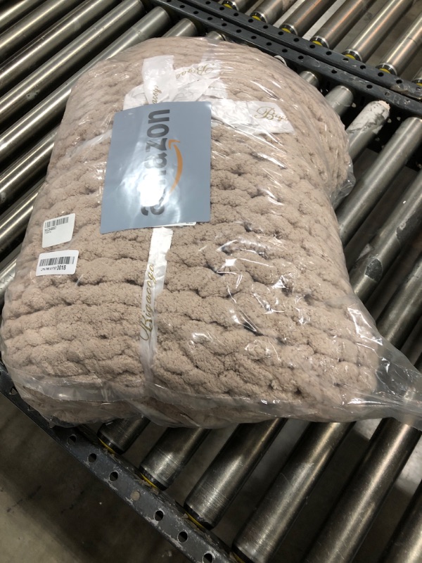 Photo 1 of Bigacogo Chunky Knit Blanket Throw 40"x80", 100% Hand Knitted Chenille Throw Blanket, Big Soft Thick Yarn Cable Knit Blanket, Large Rope Knot Crochet Throw Blankets for Couch Bed Sofa(Taupe)