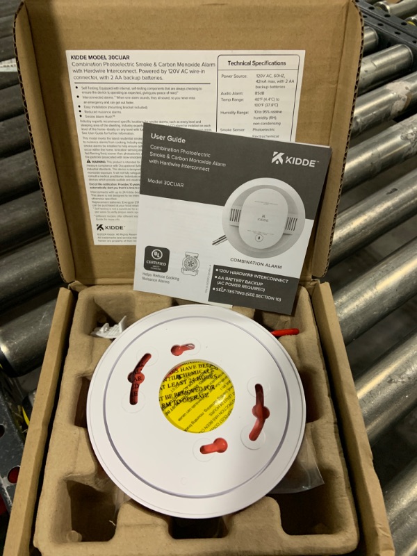 Photo 1 of Kidde Hardwired Smoke & Carbon Monoxide Detector, AA Battery Backup Smoke Alarm, Interconnectable, LED Warning Light Indicators, Meets New UL Standard