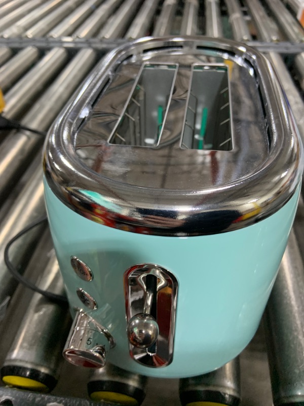 Photo 1 of Mueller Retro Toaster 2 Slice with 7 Browning Levels and 3 Functions: Reheat, Defrost & Cancel, Stainless Steel Features, Removable Crumb Tray, Under Base Cord Storage, Turquoise