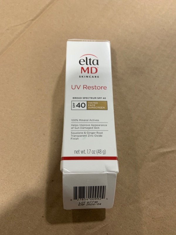 Photo 1 of EltaMD UV Restore Tinted Face Sunscreen, SPF 40 Tinted Mineral Sunscreen for Sun Damaged Skin Repair, Zinc Oxide Sunscreen Formula, 2 oz Tube