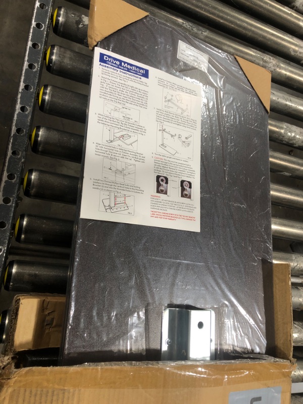 Photo 1 of Drive Medical 13067 Non Tilt Top Overbed Table with Wheels, BedSide Table, Adjustable Overbed Rolling Table, Adjustable Standing Desk or Hospital Tray Table with Secure Height Adjustment, Silver Vein