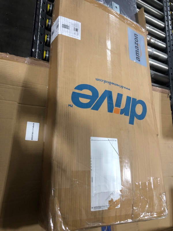 Photo 1 of Drive Medical 13067 Non Tilt Top Overbed Table with Wheels, BedSide Table, Adjustable Overbed Rolling Table, Adjustable Standing Desk or Hospital Tray Table with Secure Height Adjustment, Silver Vein