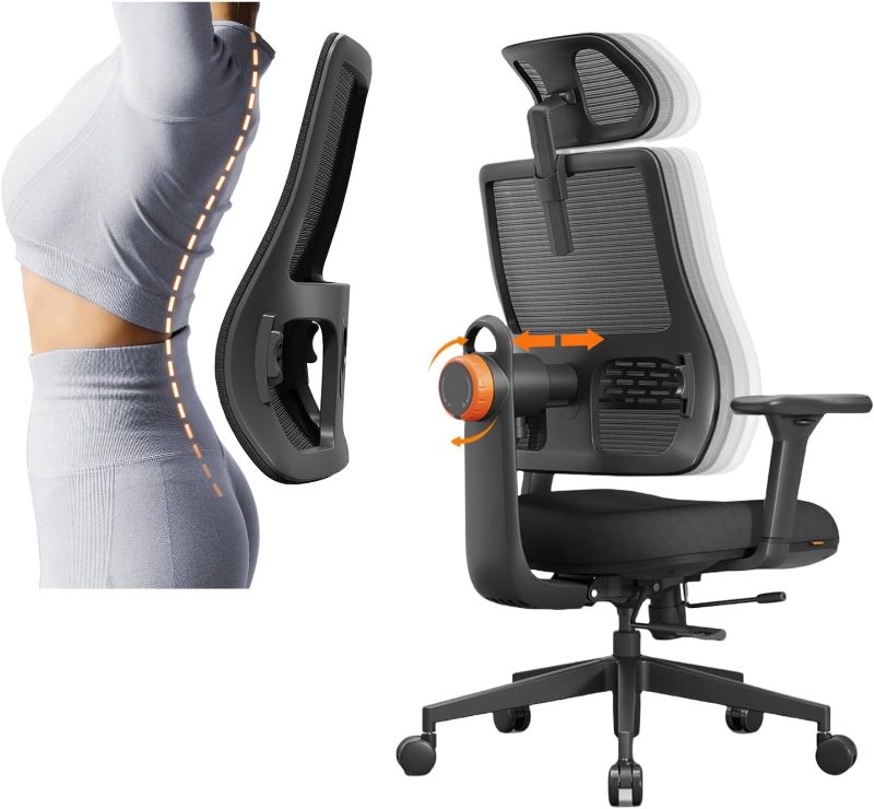 Photo 1 of Newtral Ergonomic Home Office Chair, High Back Desk Chair with Unique Adaptive Lumbar Support, Adjustable Headrest, Seat Depth Adjustment, 96°-126° Tilt, Adjustable Armrest Recliner Chair for Office
