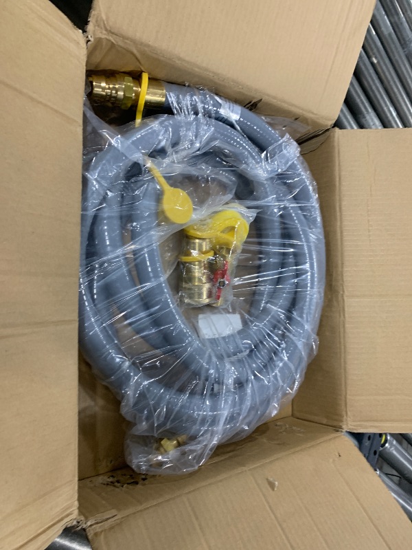 Photo 2 of 15 FT 3/4" ID Natural Gas Hose with Quick Connect & Gas Ball Valve, 3/4" ID Gas Hose for NG/LP Propane Appliances, Generators, Grills & Patio Heaters, 3 Year Service