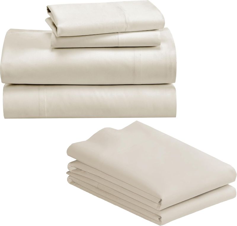 Photo 1 of *** stock photo for reference*** California Design Den 6-Piece King Sheet Set - 1000 Thread Count 100% Cotton Sateen - Set with 4 Pillow Cases, 1 Fitted Sheet, and 1 Flat Sheet (Ivory)