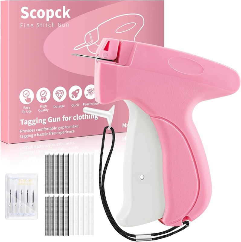 Photo 1 of ***MISSING NEEDLES - UNABLE TO TEST***
Stitchy  For Clothes - Handheld Stitch Gun Quick Clothing Fixer - Mini Stitch Tagging Gun - Includes 6 Needle, 1000 Black Fasteners & 1000 White Fasteners (Pink)