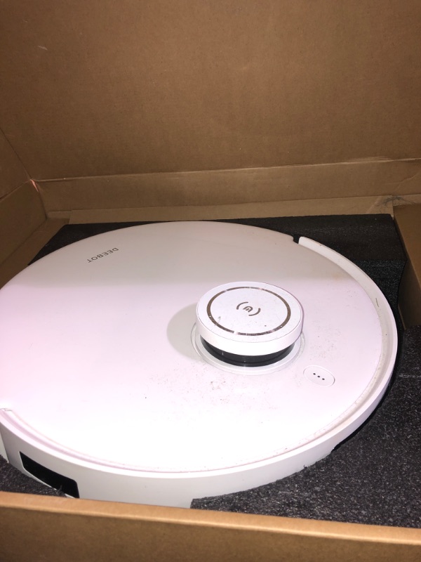 Photo 4 of **DOES NOT POWER ON - NEEDS CHARGED**
ECOVACS DEEBOT T10 OMNI Robot Vacuum and Mop Combo, Auto Self-Emptying, Auto Mop Cleaning, Hot Air Drying, 5000Pa Suction, OZMO TURBO Deep Mopping with Precision Mapping and Obstacle Avoidance, White White T10 OMNI