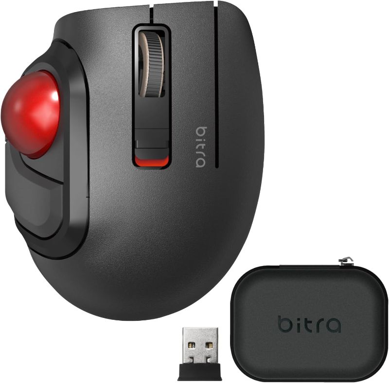 Photo 1 of 
ELECOM Bitra Small Travel Trackball Mouse with Case, 2.4Ghz USB Wireless, Thumb Control, Silent Mouse Click, Ergonomic Design, 5 Programmable Buttons