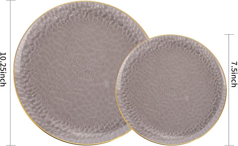 Photo 3 of (READ FULL POST) Hioasis 60pcs Black and Gold Plastic Plates - Hammered Disposable Plates,Black Plates Disposable for Party Include 30 Dinner Plates, 30 Dessert Plates Perfect for Wedding Halloween