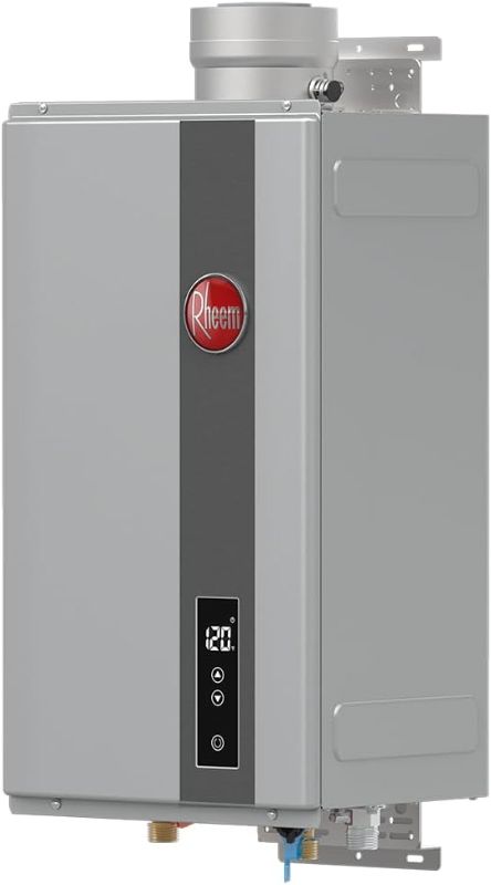 Photo 1 of ***HEAVILY USED - COVERED IN DENTS - LCD BROKEN - UNABLE TO TEST - SEE PICTURES - LIKELY MISSING PARTS***
Rheem RTG-84DVLN-3 High Efficiency Non-Condensing Indoor Tankless Natural Gas Water Heater, 8.4 GPM